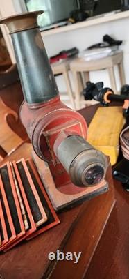 Antique Vintage Wiener Flachbrenner Magic Lantern Projector With SLIDES