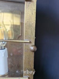 Antique Vintage brass and glass lantern table lamp with 3 lights inside