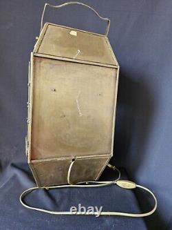 Antique Vintage brass and glass lantern table lamp with 3 lights inside