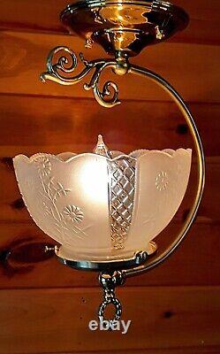 Antique/Vtg 1940's-60's Victorian Art Nouveau Lantern Ceiling Light/Lamp Fixture