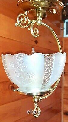 Antique/Vtg 1940's-60's Victorian Art Nouveau Lantern Ceiling Light/Lamp Fixture