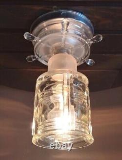 Antique/Vtg 1940s-50s Nautical-Ocean Lantern Glass Light/Lamp Ceiling Fixture