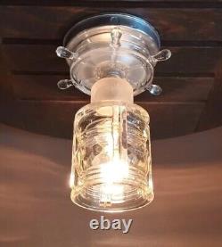 Antique/Vtg 1940s-50s Nautical-Ocean Lantern Glass Light/Lamp Ceiling Fixture