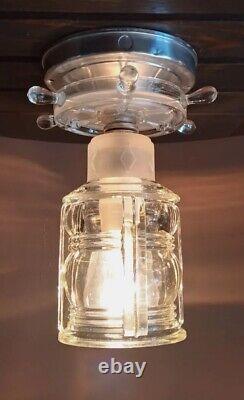 Antique/Vtg 1940s-50s Nautical-Ocean Lantern Glass Light/Lamp Ceiling Fixture