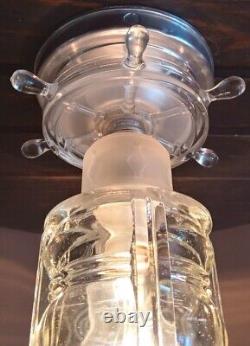 Antique/Vtg 1940s-50s Nautical-Ocean Lantern Glass Light/Lamp Ceiling Fixture