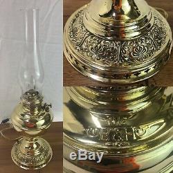 Antique Vtg Bradley Hubbard Brass Oil Lamp B&H Ornate Parlor Lantern, Converted