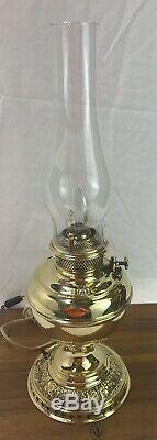 Antique Vtg Bradley Hubbard Brass Oil Lamp B&H Ornate Parlor Lantern, Converted