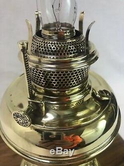 Antique Vtg Bradley Hubbard Brass Oil Lamp B&H Ornate Parlor Lantern, Converted