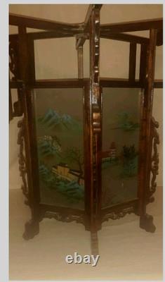 Antique Vtg Chinese Asian Oriental Puzzle Box Style Glass Panel Palace Lantern