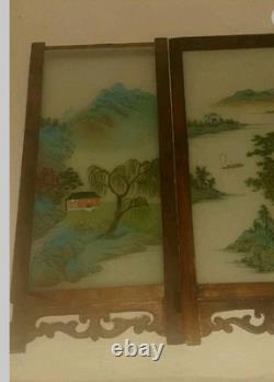 Antique Vtg Chinese Asian Oriental Puzzle Box Style Glass Panel Palace Lantern