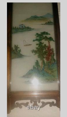 Antique Vtg Chinese Asian Oriental Puzzle Box Style Glass Panel Palace Lantern