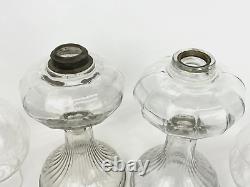 Antique Vtg Electric Oil Lamp PAIR Victorian Art Deco Clear Glass Buffet Boudoir