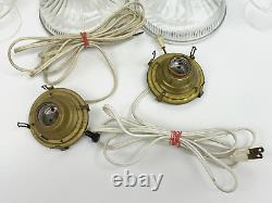 Antique Vtg Electric Oil Lamp PAIR Victorian Art Deco Clear Glass Buffet Boudoir