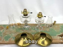 Antique Vtg Electric Oil Lamp Pair Farmhouse Nautical Deco Glass Buffet Boudoir