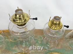Antique Vtg Electric Oil Lamp Pair Farmhouse Nautical Deco Glass Buffet Boudoir
