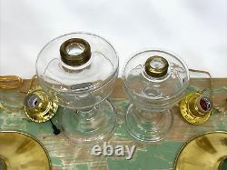 Antique Vtg Electric Oil Lamp Pair Farmhouse Nautical Deco Glass Buffet Boudoir