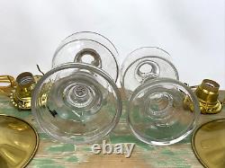 Antique Vtg Electric Oil Lamp Pair Farmhouse Nautical Deco Glass Buffet Boudoir