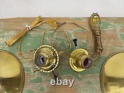 Antique Vtg Electric Oil Lamp Pair Farmhouse Nautical Deco Glass Buffet Boudoir