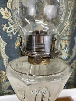 Antique Vtg Sandwich Glass Oil Lamp Victorian Art Deco Egyptian Revival Kerosene