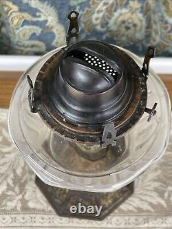 Antique Vtg Sandwich Glass Oil Lamp Victorian Art Deco Egyptian Revival Kerosene