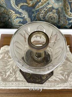 Antique Vtg Sandwich Glass Oil Lamp Victorian Art Deco Egyptian Revival Kerosene