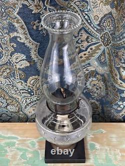 Antique Vtg Sandwich Glass Oil Lamp Wood, Stone Victorian Art Deco Kerosene