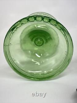 Antique Vtg Uranium Vaseline Glass Oil Lamp Green Victorian Art Deco, Depression