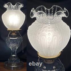 Antique Vtg Victorian Art Deco Electrified Glass Oil Lamp Farmhouse Chic Boho