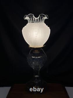 Antique Vtg Victorian Art Deco Electrified Glass Oil Lamp Farmhouse Chic Boho