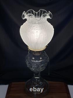 Antique Vtg Victorian Art Deco Electrified Glass Oil Lamp Farmhouse Chic Boho