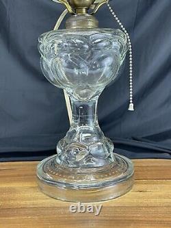 Antique Vtg Victorian Art Deco Electrified Glass Oil Lamp Farmhouse Chic Boho