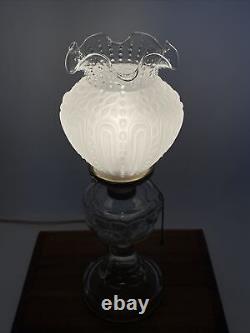 Antique Vtg Victorian Art Deco Electrified Glass Oil Lamp Farmhouse Chic Boho