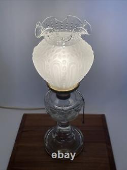 Antique Vtg Victorian Art Deco Electrified Glass Oil Lamp Farmhouse Chic Boho