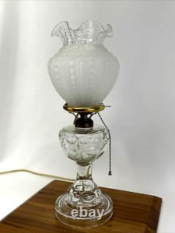 Antique Vtg Victorian Art Deco Electrified Glass Oil Lamp Farmhouse Chic Boho