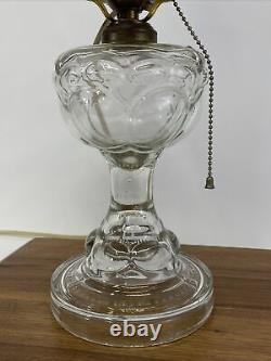 Antique Vtg Victorian Art Deco Electrified Glass Oil Lamp Farmhouse Chic Boho