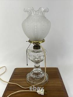 Antique Vtg Victorian Art Deco Electrified Glass Oil Lamp Farmhouse Chic Boho