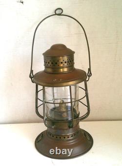 Antique WW 1 Perko Ship's Brass Marine Lantern