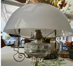 Antique Weighted Lantern Light Fixture Metal & Glass Beautiful. #