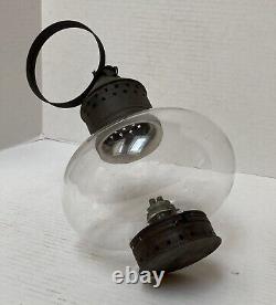Antique Whale Oil Lantern w Huge Onion Free Blown Globe Ca1840 Most Impressive