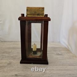 Antique Wooden, Brass, & Glass Candle Lantern Barn Light Quality Craftsmanship