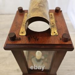 Antique Wooden, Brass, & Glass Candle Lantern Barn Light Quality Craftsmanship