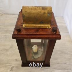 Antique Wooden, Brass, & Glass Candle Lantern Barn Light Quality Craftsmanship