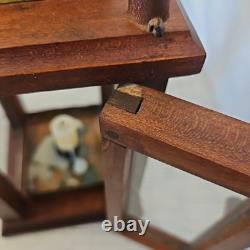 Antique Wooden, Brass, & Glass Candle Lantern Barn Light Quality Craftsmanship