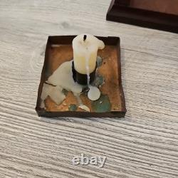 Antique Wooden, Brass, & Glass Candle Lantern Barn Light Quality Craftsmanship