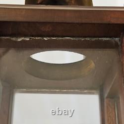 Antique Wooden, Brass, & Glass Candle Lantern Barn Light Quality Craftsmanship