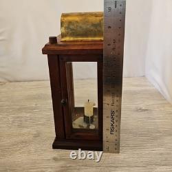 Antique Wooden, Brass, & Glass Candle Lantern Barn Light Quality Craftsmanship