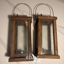 Antique Wooden Glass Lantern- Estate Sale Find from Historic Colonial Home