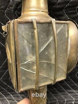 Antique copper / Brass Carriage Candle Lantern vintage lamp early 19th C