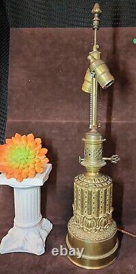 Antique french bronze electrified oil lamp