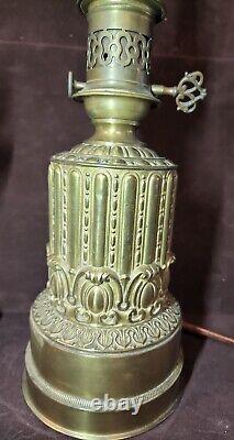 Antique french bronze electrified oil lamp